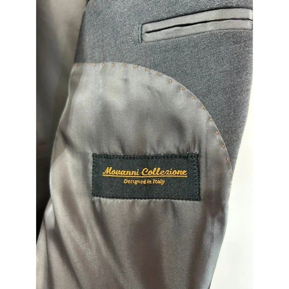 Mossanni Collezioni Gray Solid Suit Jacket 42L 3-Button Notch Lapel Double Vent